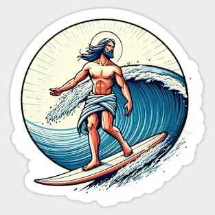 Funny Jesus Christ On Surfboard Sticker